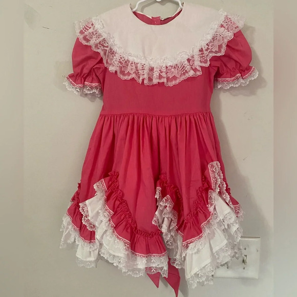 Vintage Lid'I Dolly's Pink Pageant Full Circle Ruffle Dress - Picture 1 of 10